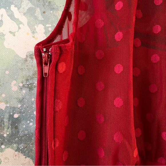 Torrid Retro Chic Dress Size 14 Red Wiggle Mesh Dot Pin-Up Rockabilly NWT $69 - Picture 7 of 12